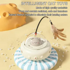 Electric Smart Teaser Cat Toy with Feather Interactive Cat Toys UFO Cat Teasing Stick for Cat Exercise Catcher Chasing Hunting