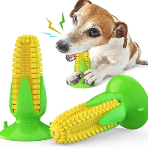 Interactive Yellow Durable Squeaky Toothbrush Stick for Happy and Healthy Dogs - Long-Lasting Pet Toy with Strong Suction Power